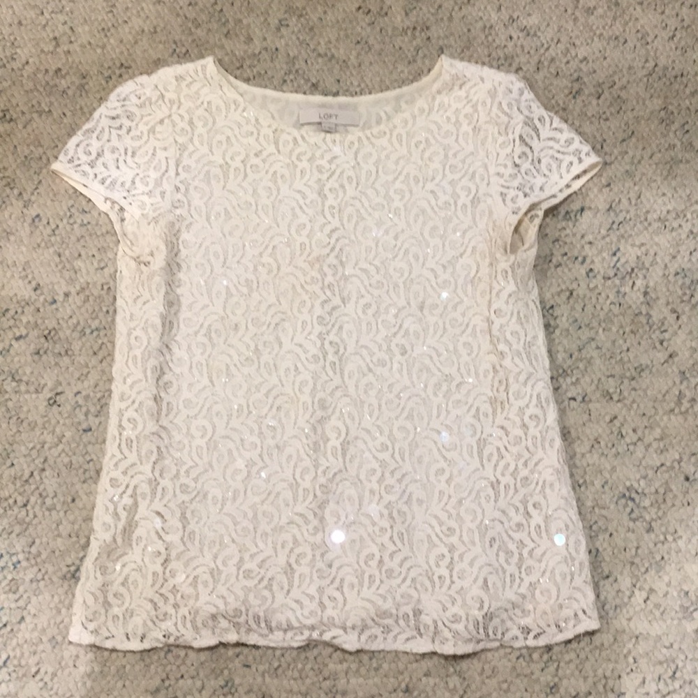 Cream lace top with sparkles